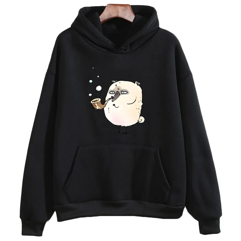 Pug Dog Hoodies Sweatshirt Casual Women Streetwear Unisex Pullover Clothes Harajuku Oversized Hooded Autumn/Winter Fleece Tops