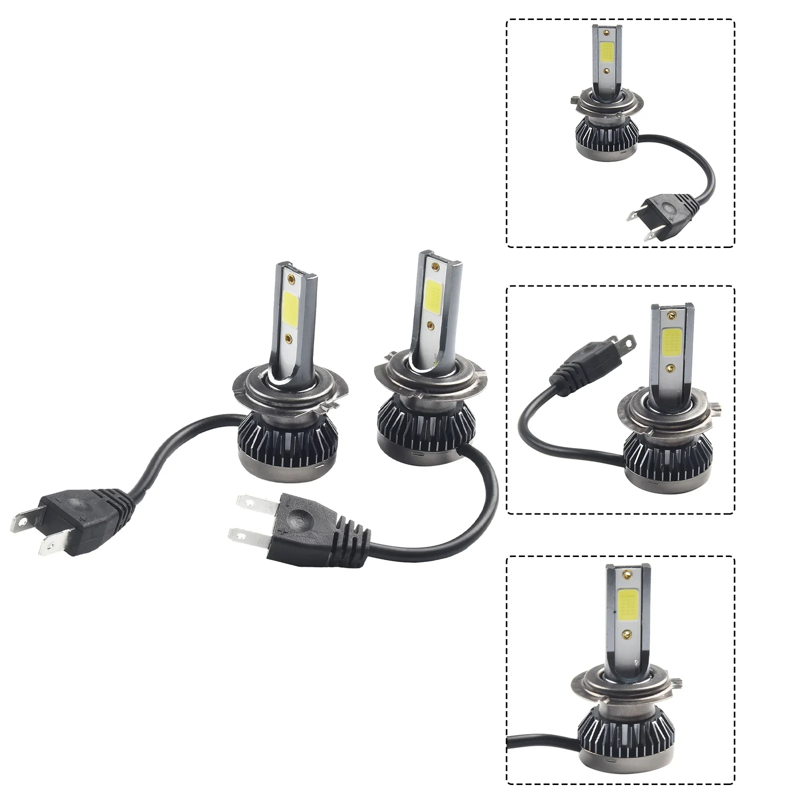 전조등 전구 범용 깜박임 방지 헤드라이트, 방수 화이트 캔버스 DC 9V-32V 오류 없음 하이 로우 빔 키트 LED 110W