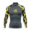 New Men's Surfing Diving Swimsuit Funny Rash Guard Long Sleeve Tight Swimming T-shirt Beach UV Protection Swimwear GYM Rashguard 5