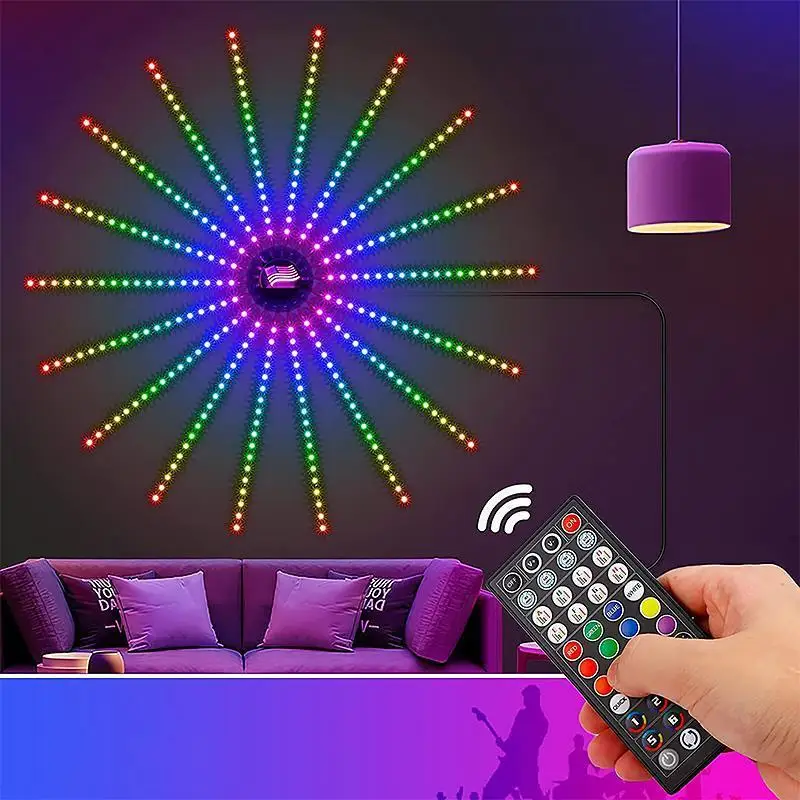 Fireworks LED Strip Light RGB Sound Control Symphony Firework Light Wedding Christmas Music Control Full Kit Dream Meteor Lamp