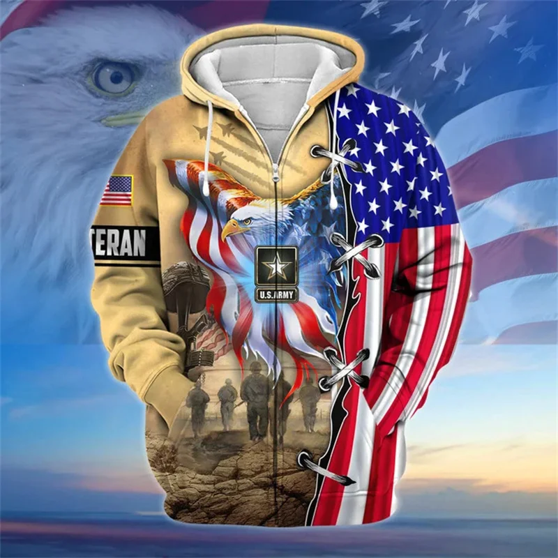

Autumn 3D UNITED STATES Soldiers Veterans Armys Printing Zip Up Hoodies For Men Kids Fashion Cool Zip Up Hoodie Vintage Clothing