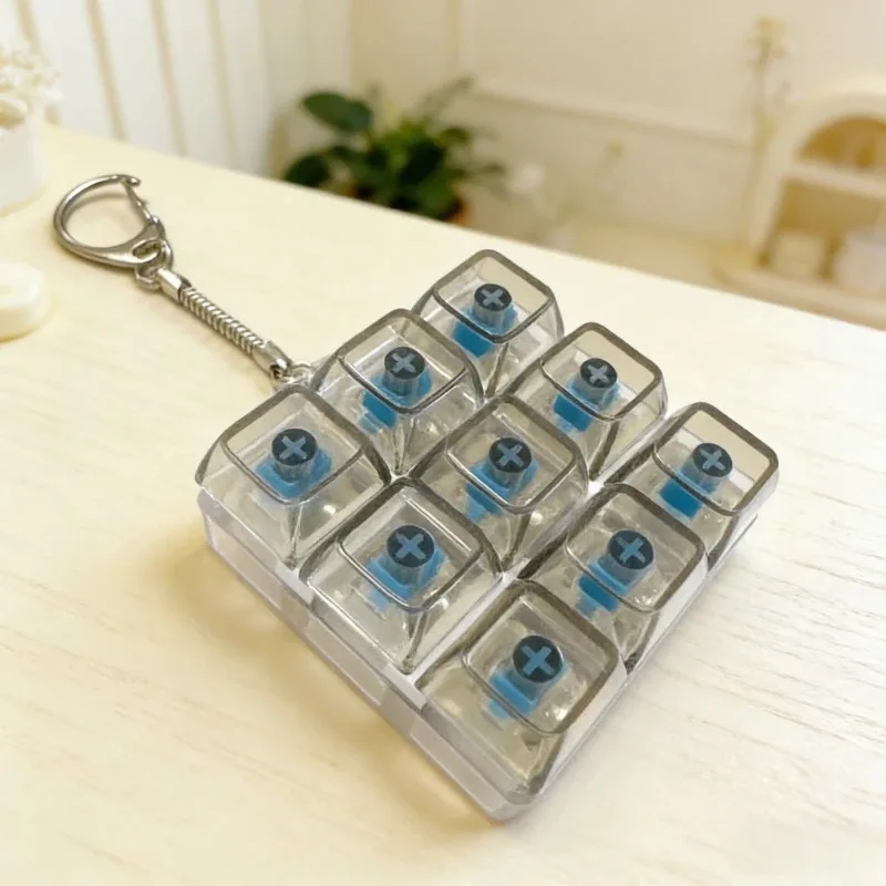 9 Keys LED keyboard fidget keychain clicker button stress relief toy for adults office anxiety finger exercise sensory keycap
