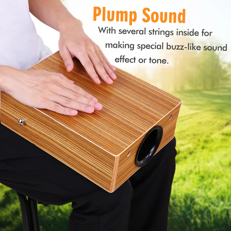 Portable Traveling Wood Cajon Box Drum Flat Hand Drum Wooded Percussion Instrument with Strap Carry Bag Cajon