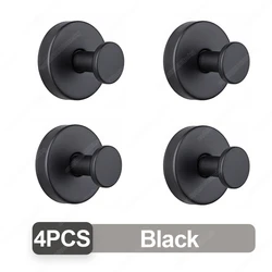 Stainless Steel Waterproof Suction Cup Wall Hook (4PC Black)