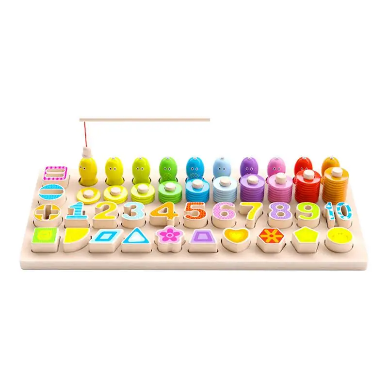 

Kids Fishing Game Wood Logarithmic Fishing Board Games Montessori Learning Toys Colorful Educational Multifunctional Logarithmic