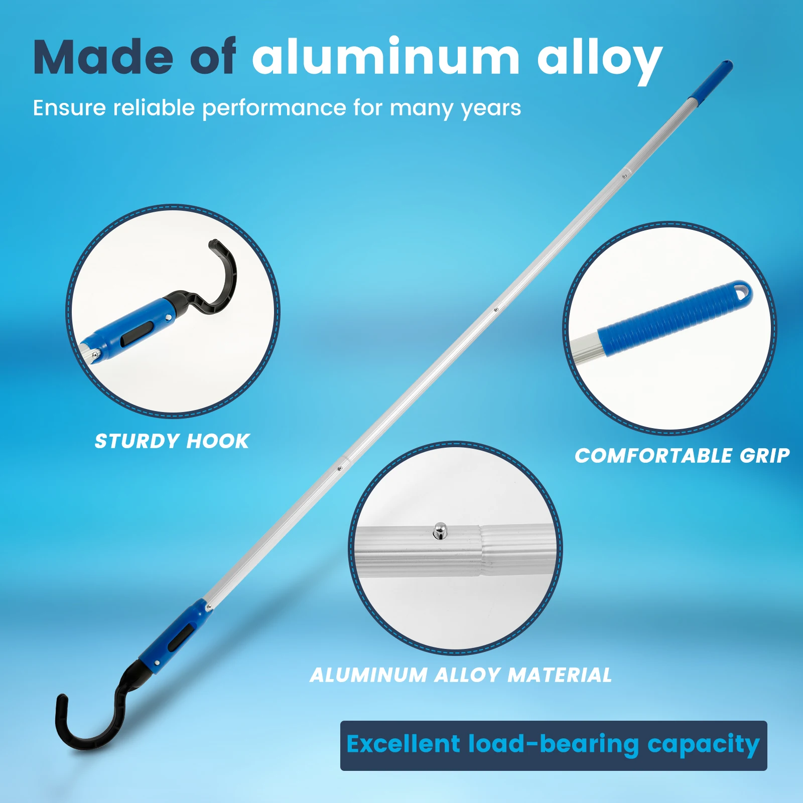 Aluminum Adjustable Telescopic Pool Pole Hook for Above Ground Pool