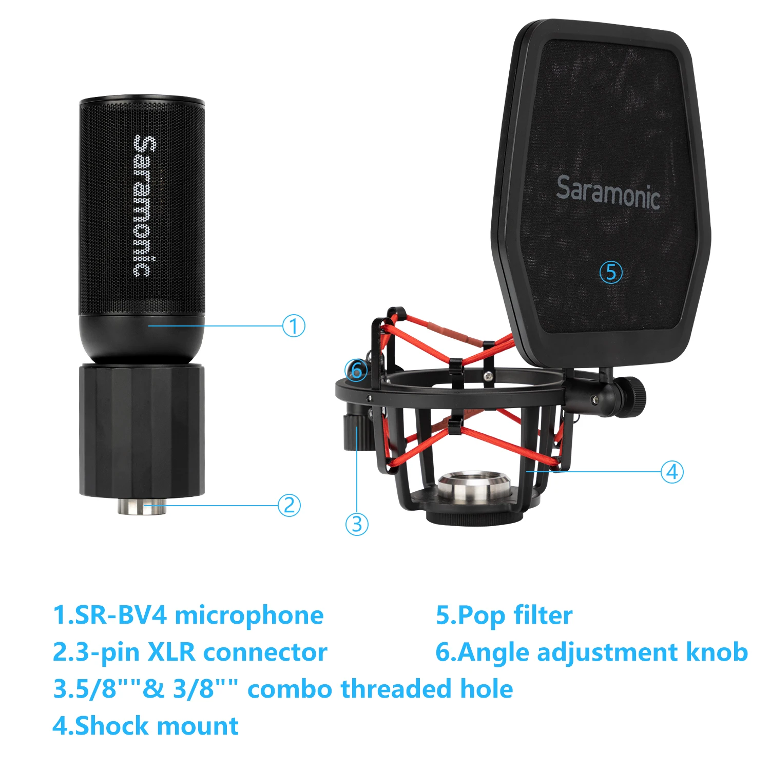 Saramonic SR-BV4 Condenser SuperCardioid Large-Diaphragm XLR Studio Microphone for Streaming Youtube Recording Podcasting Vlog