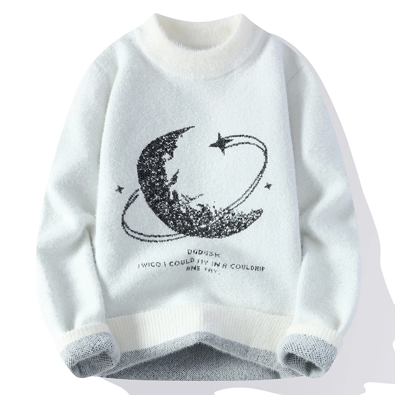 

2023 Autumn Winter Round-neck Fashion Sweaters Men's Loose Casual new style thick warm sweater men pullovers Size M-XXXL 9350