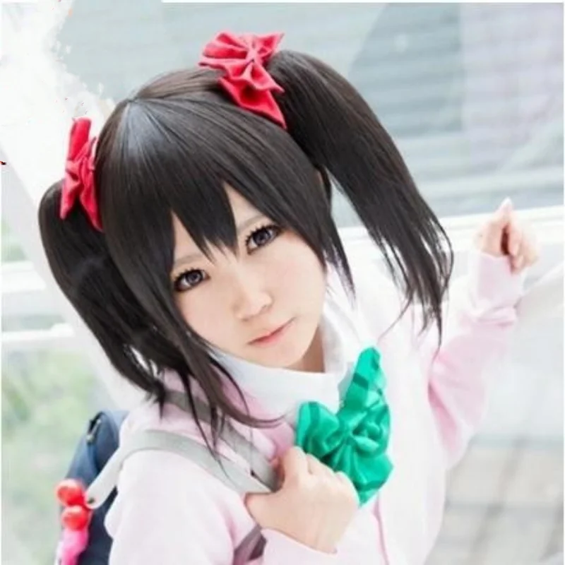 

LoveLive! Love Live Cosplay Wig Nico Yazawa Costume Play Adult Wigs Halloween Anime Hair + wig Cap+2 bows