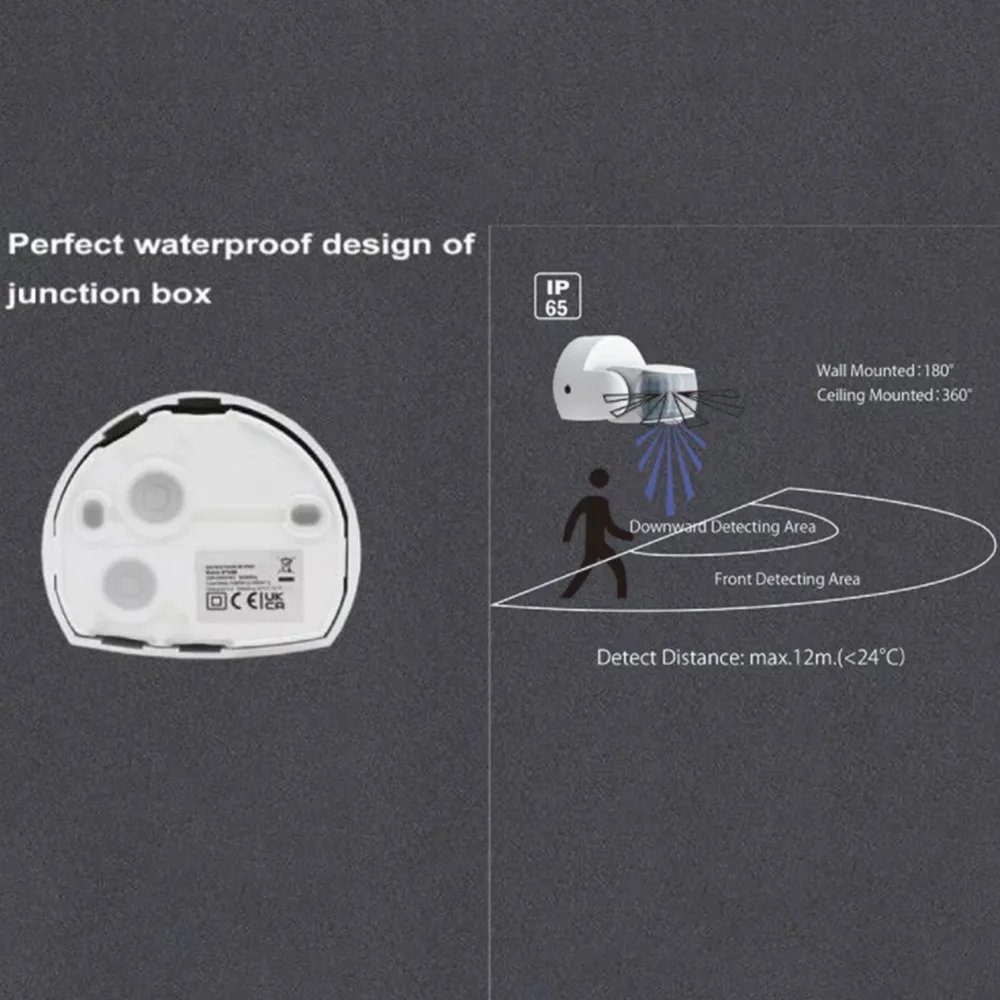 Dual-Head Outdoor Infrared Motion Sensor Light Switch, Waterproof, 220V-240V, 180° Detection Angle