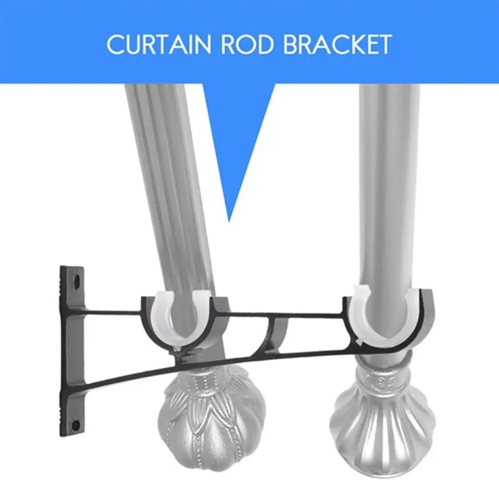 Description Picture 4 of item1Pcs Single Double Hang Curtain Rod Bracket Fixing Clip Aluminum Alloy Hanger Hook Furniture Hardware Crossbar Rod Support Clamp