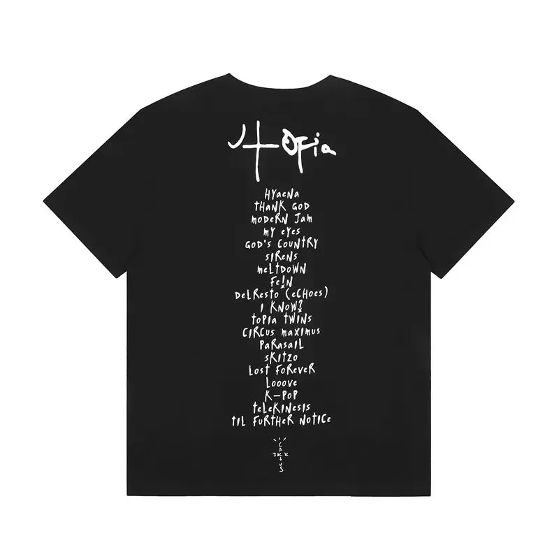 Fashion New TRAVIS SCOTT UTOPIA Rap Album Summer Men and Women Loose Casual Trendy Brand Cotton Short-sleeved T-shirt