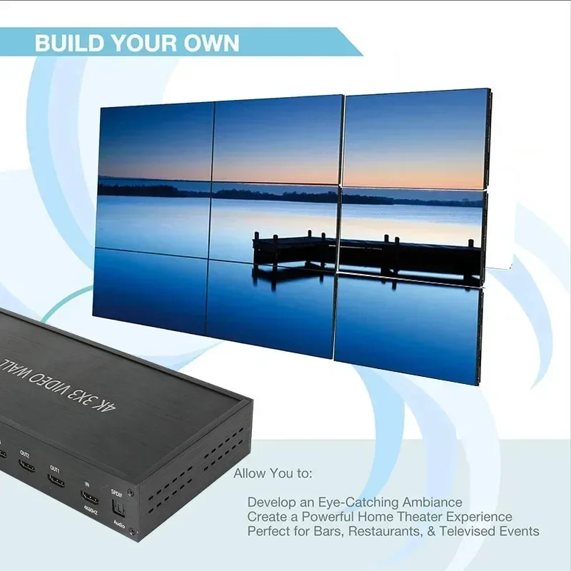4K 3x3 비디오 월 컨트롤러 HDMI 멀티 스크린 프로세서 TV 스플라이서 9 TV 스플라이싱 박스 2x2 2x3 1x3 1x4 180 ° 화면 회전 거울