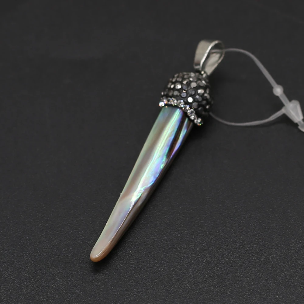 1PCS Natural Stone Knife Abalone Black Shell Pendant For Jewelry Making DIY Necklace Earring Accessories Charms Gift 5x40-5x50mm 5
