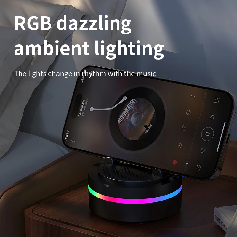 Mini RGB Light Bluetooth Speaker Portable Shocking Sound Audio Player  Wireless MP3 Music TF Card Player for Home Office Travel