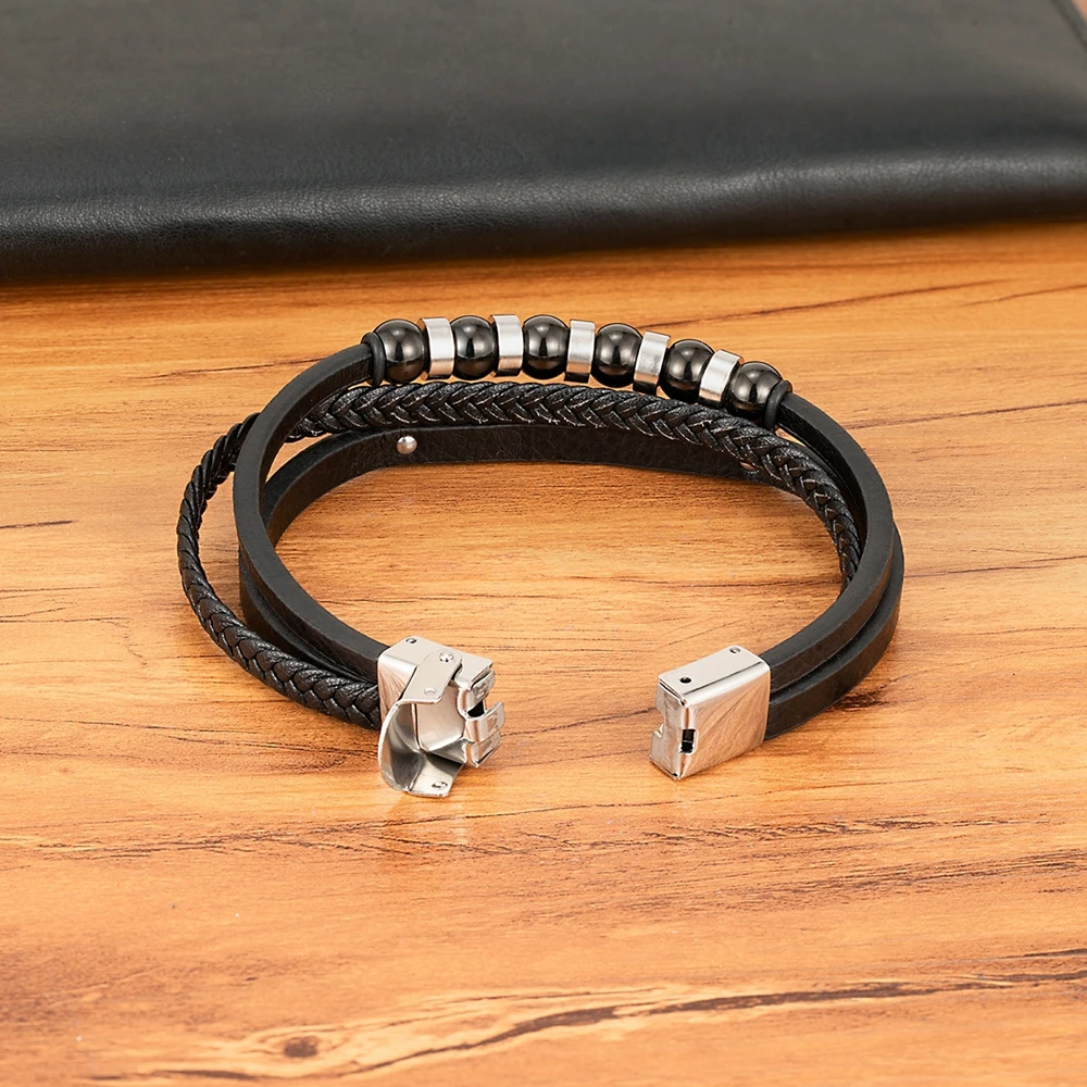XQNI Charm Bracelet For Men leather bracelet leather magnetic bracelet leather bangle stainless steel bangle Stainless Steel Magnetic Clasp Braid Rope Leather Bracelets & Bangles Male Accessories Jewelry