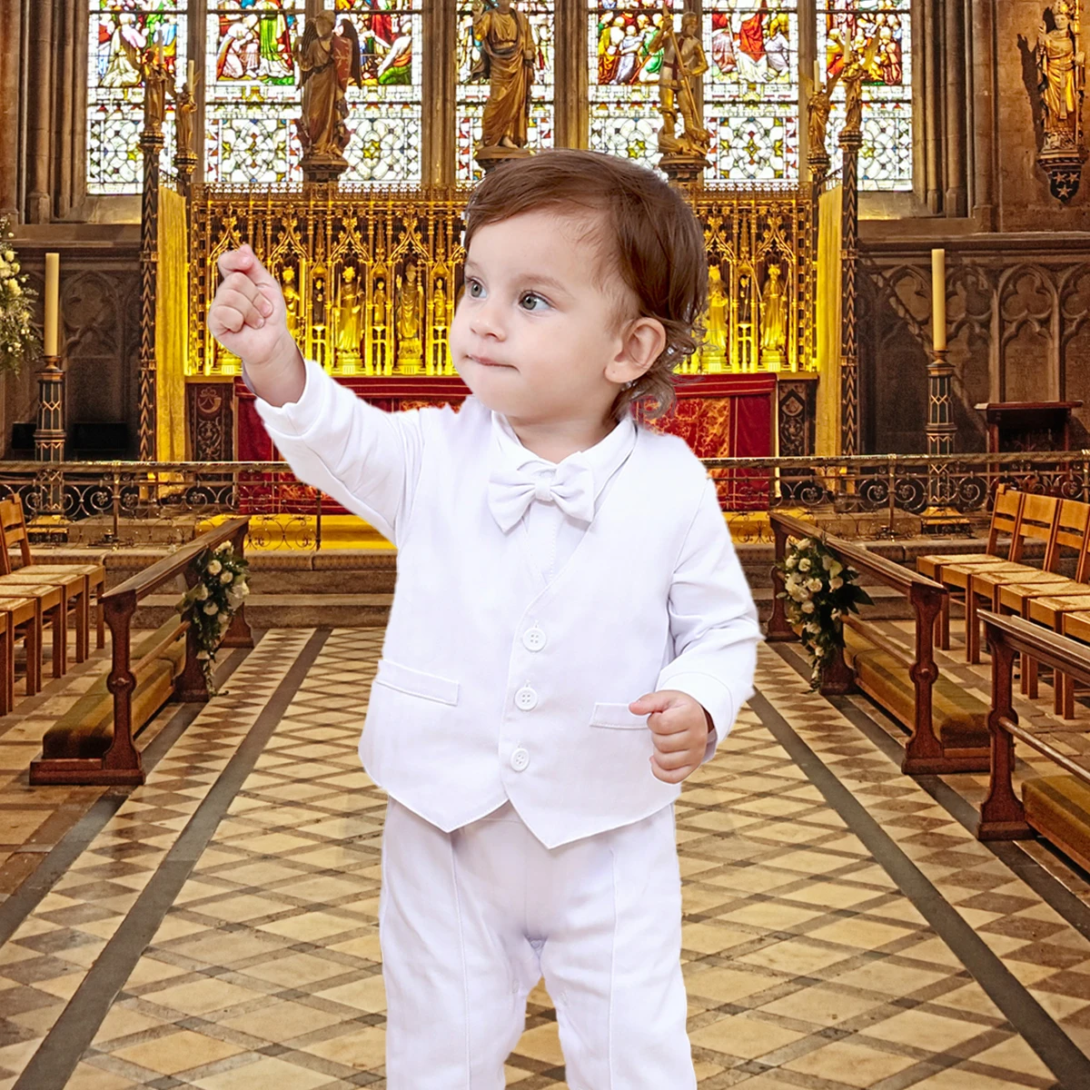 Baby Boy Christening Romper Set 2