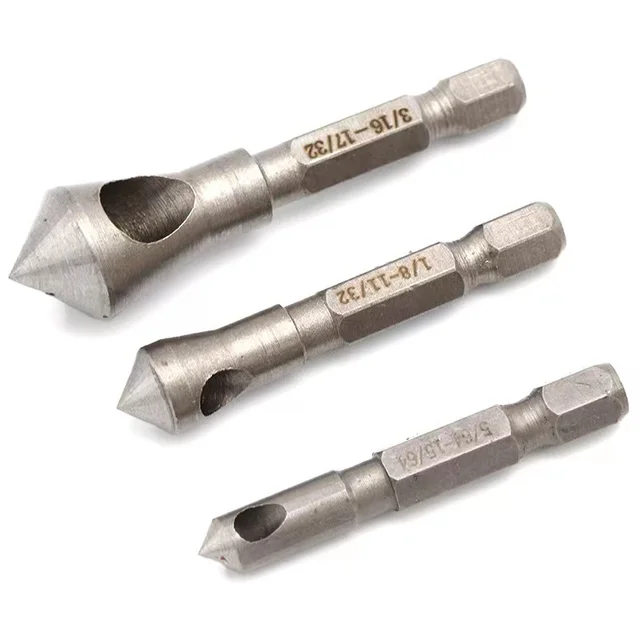 1pcs 82 Degrees Chamfer Drill Bit Set 12/16/19mm 5 Flute Woodworking Drill Bit Cutter Countersink Drill Bit Set Metal Drilling 3PCS(ying zhi )