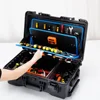 Outdoor Hard Case with Trolley Pocket Tool Boards Wheel Electrician Tools Chest Organizers Electric Drill Toolbox Garage Storage 2