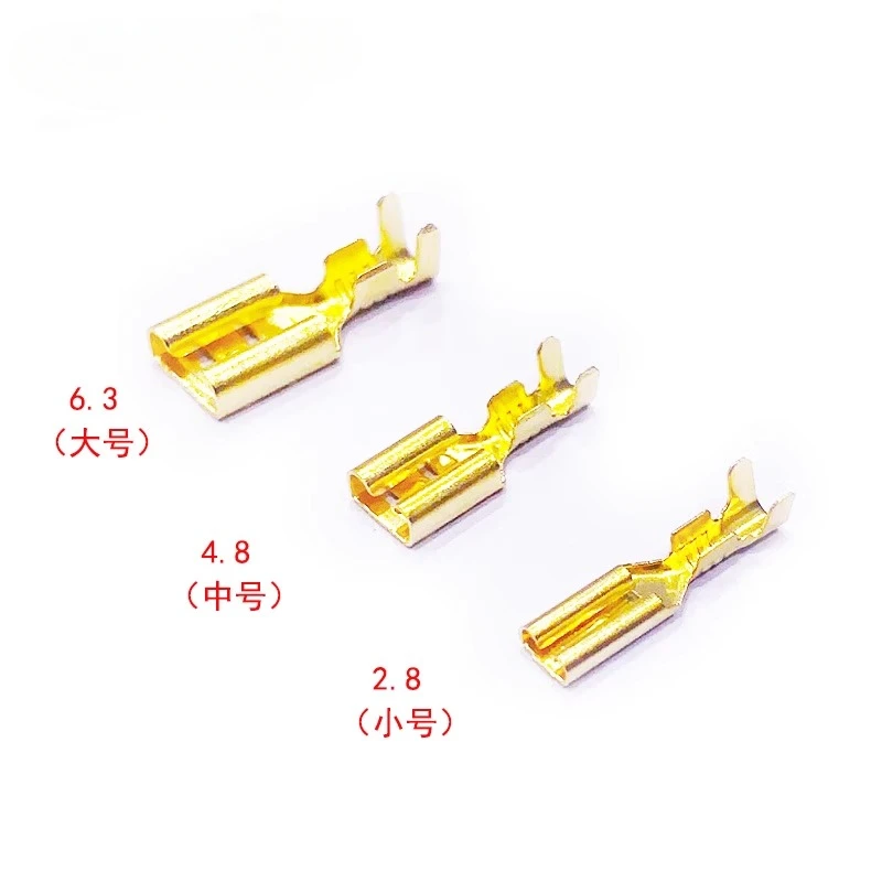 암 스페이드 크림프 터미널 전기 슬리브 와이어 랩 커넥터, 22-16 AWG 0.5mm2-1.5mm2 용, 200 개 100 쌍, 2.8mm, 4.8mm, 6.3mm