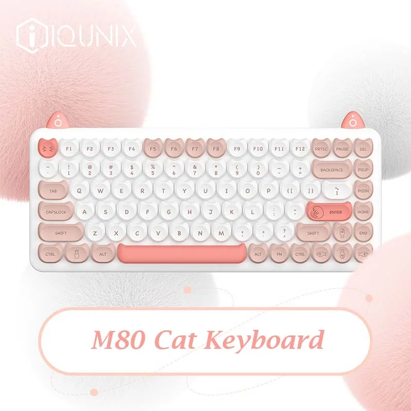 Iqunix m80 purry catワイヤレスメカニカルキーボード、kailhブルー 