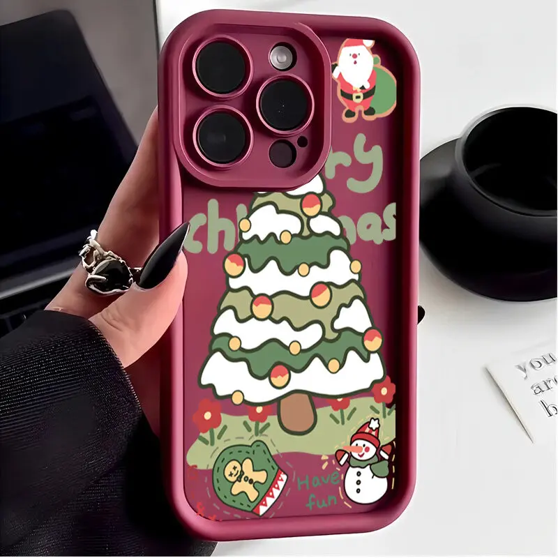 Festive Christmas Tree Silicone Shockproof Phone Case with Bumper Protection