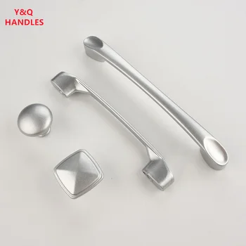 มือจับตู้ลิ้นชัก เฟอร์นิเจอร์ครัว มือจับสำหรับตู้ ลูกบิดประตู ลิ้นชัก เฟอร์นิเจอร์ครัว ลูกบิดสีเงิน อลูมิเนียมแข็ง 2