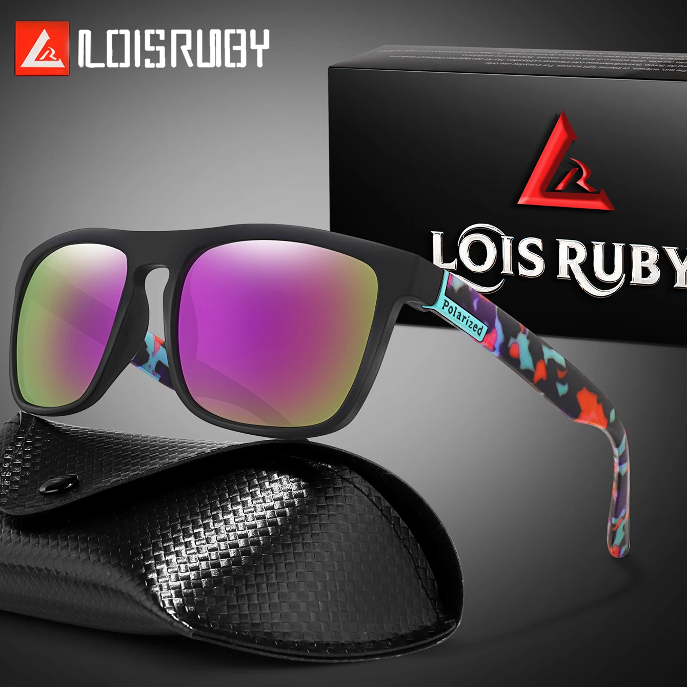 Polarized Cycling Sunglasses Square Frame Mens Hiking Bike Case