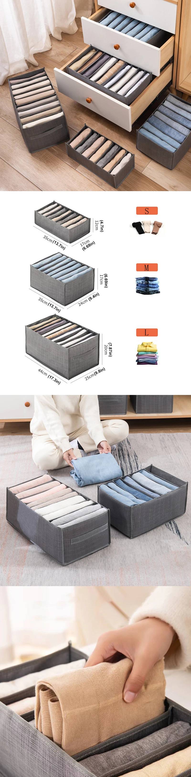 Foldable Nonwoven Fabric Drawer Organizer Box image 1