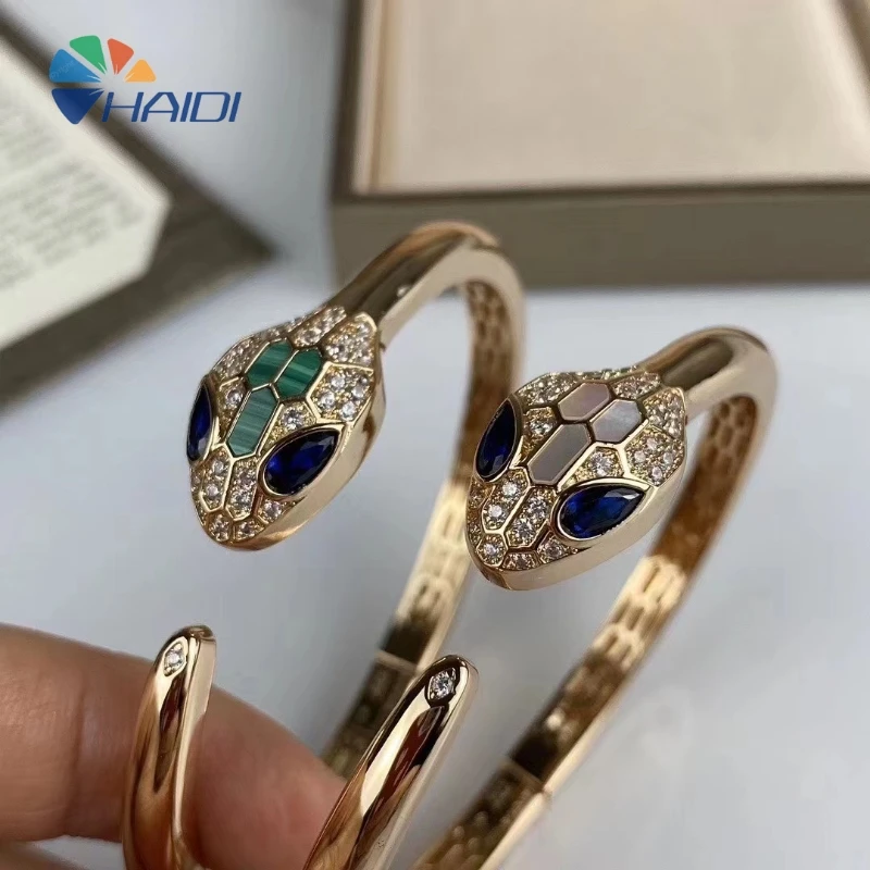 

Лидер продаж BV, набор из чистого серебра s925 пробы, зеленая, синяя змея из агата, женский браслет с бриллиантами, роскошные и изысканные ювелирные изделия