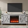 Fireplace TV Stand with Two Barn Doors and Storage Cabinets for Televisions 58 Inch, 2