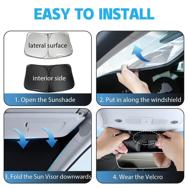For Tesla Car Windshield Sunshade Folding Front Window Sun Shade Cover Heat Protection Visor For Model Y Model3 2024 Accessories 5