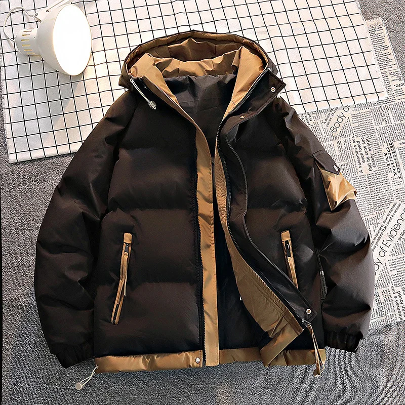 Men's Casual Solid Color Hooded Parkas Warm Winter Parkas Thick Jacket Coats