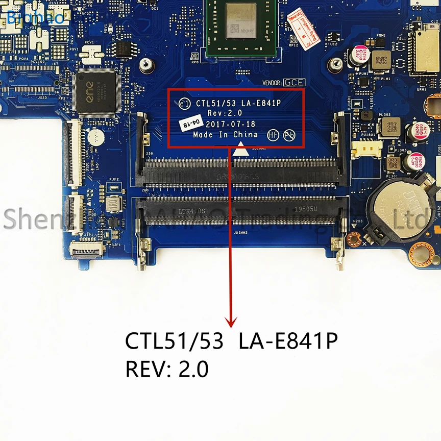 para hp Pavilion 15-bw 15z-bw Laptop Motherboard com e2 a4 a6 a9 Cpu Ddr4 Ctl51 53 La-e841p Sps:924721601 924720-601 924719001 - Imagem 3