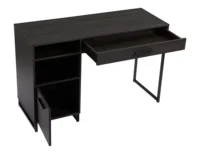 Wood & Metal Writing Desk with 1 Drawer and 1 Door for Teens Adult, 29.92in, Espresso Finish. 2