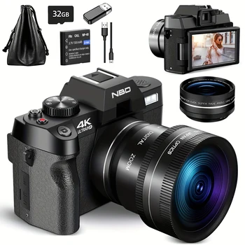 NBD Fotocamera digitale compatta Fotocamera di rete wireless 4K Registratore Vlog retrò Fotocamera YouTube 48MP Schermo ribaltabile da 3"
