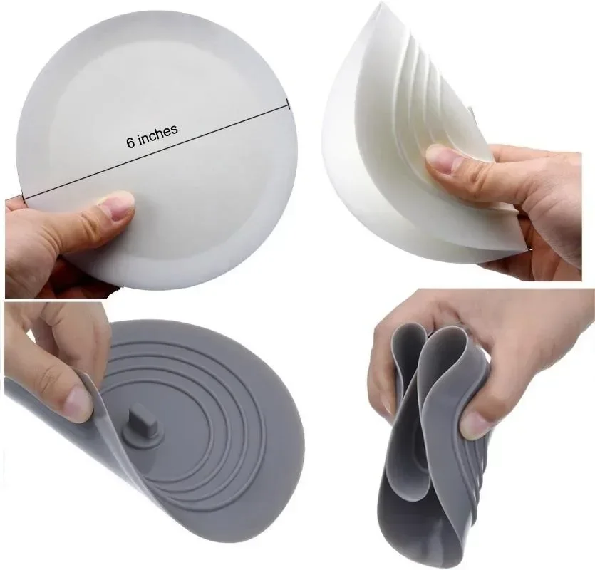 6 Inches Large Silicone Drain Plug Hair Stopper Flat Suction Cover Tub Stopper Leakage-proof Drain Cover Bathroom Accessories 2
