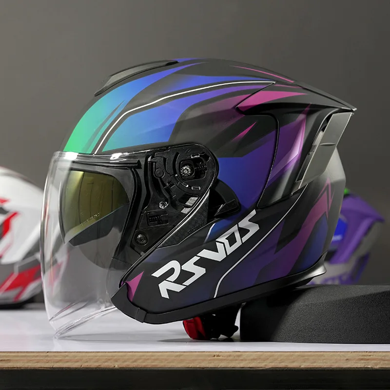 New Eva Rsv Motorcycle Helmet Male Initial Machine Purple Women Winter Helmet Motorcycle Half Helmet Double Mirror F
