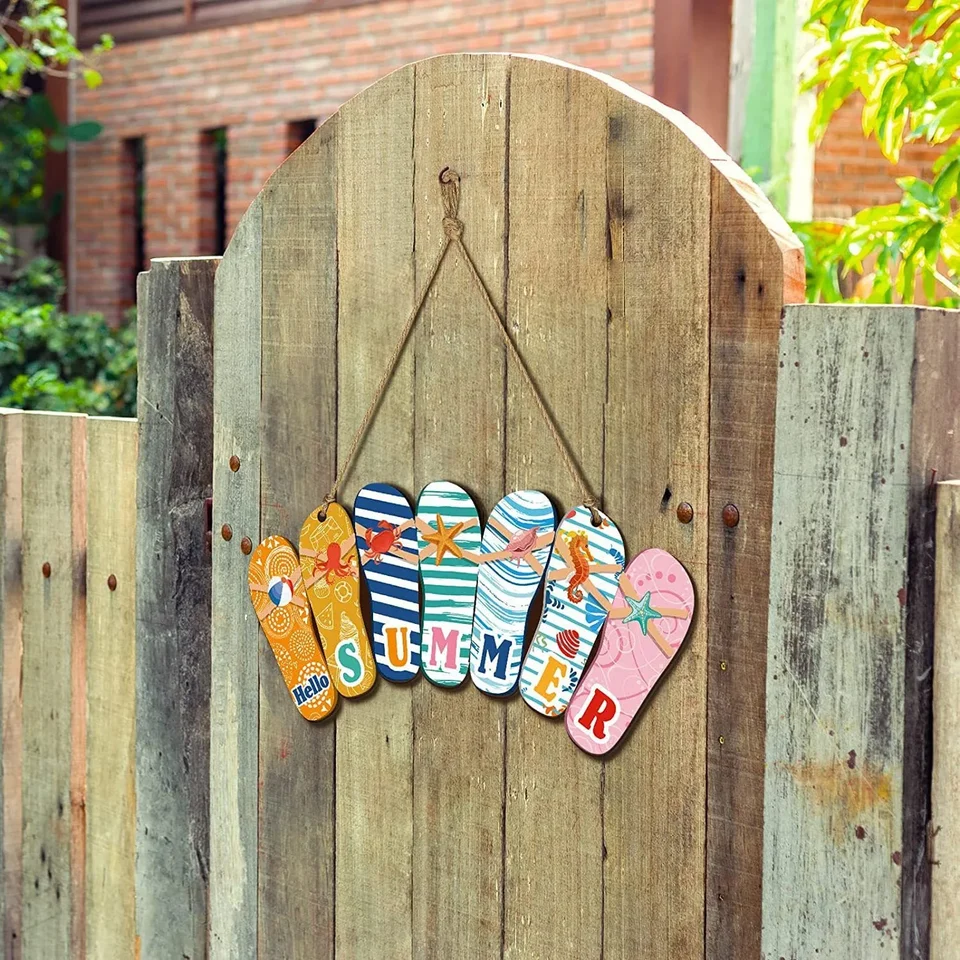 Bucherry Cartello Benvenuto In Legno Con Fenicottero, Decorazione Estiva Tropicale Per Porta D'Ingresso, 35x25 Cm, Con Corda In Iuta