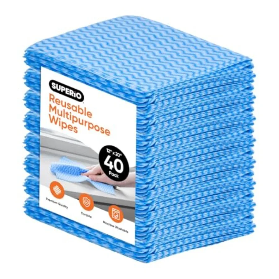 Handy Wipes for Kitchen - Blue Reusable Multi-Purpose Heavy-Duty Cleaning Cloth for House Bathroom and Office. Disposable Dish