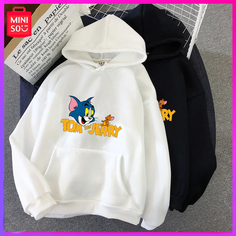 

Miniso Cat and Mouse Hoodies Anime Tom and Jerry Create New Warm Student Hoodies Soft and Comfortable Christmas Wear Gift