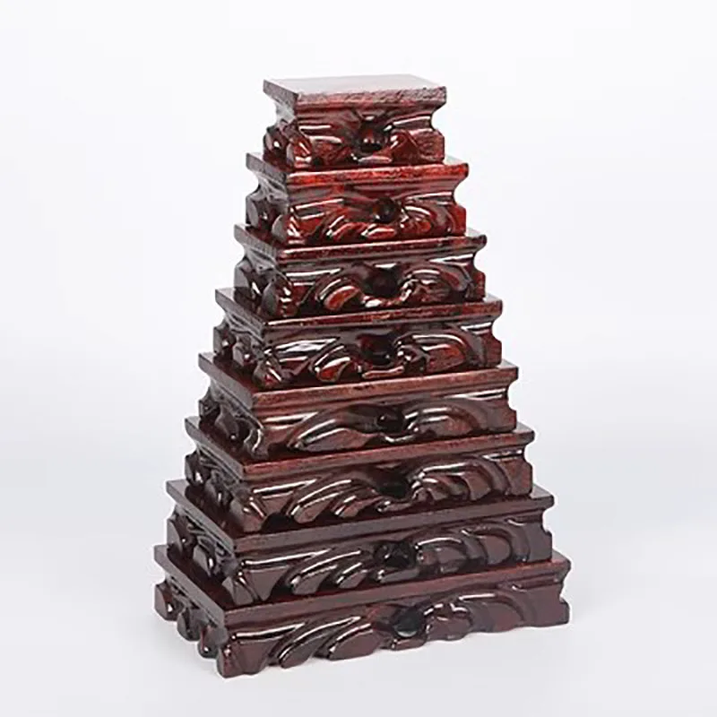 Rectangle Solid Wood Root Carving, Smell-Free Stone Base, Bottom Bracket, Buddha Statue, Antique Vase, Bonsai Decoration