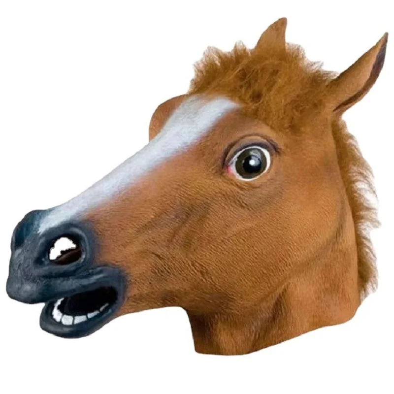 Men Brown Horse Masks Girl Funny Horse Head Mask  Latex Animal Mask Novelty Halloween Cosplay Costumes Headgear Mascara De Latex