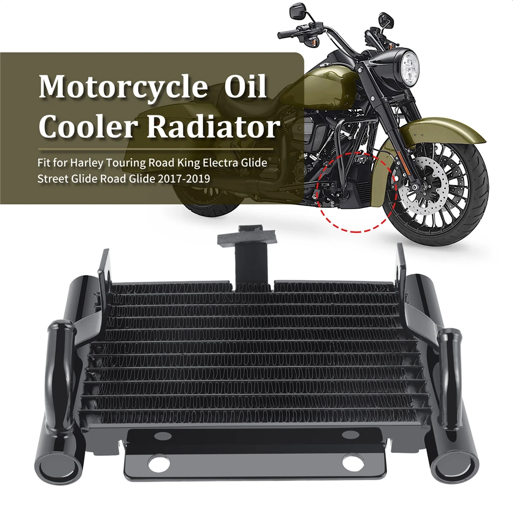 

Motorcycle Black Oil Cooler Radiator for Harley Touring Road King Electra Glide Street Glide Road Glide 2017-Up