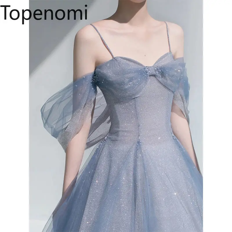 

Topenomi Quinceanera Dresses Women 2024 New Fairy Off Shoulder Sling Waist A-line Bling Evening Gown Elegant Prom Formal Dress