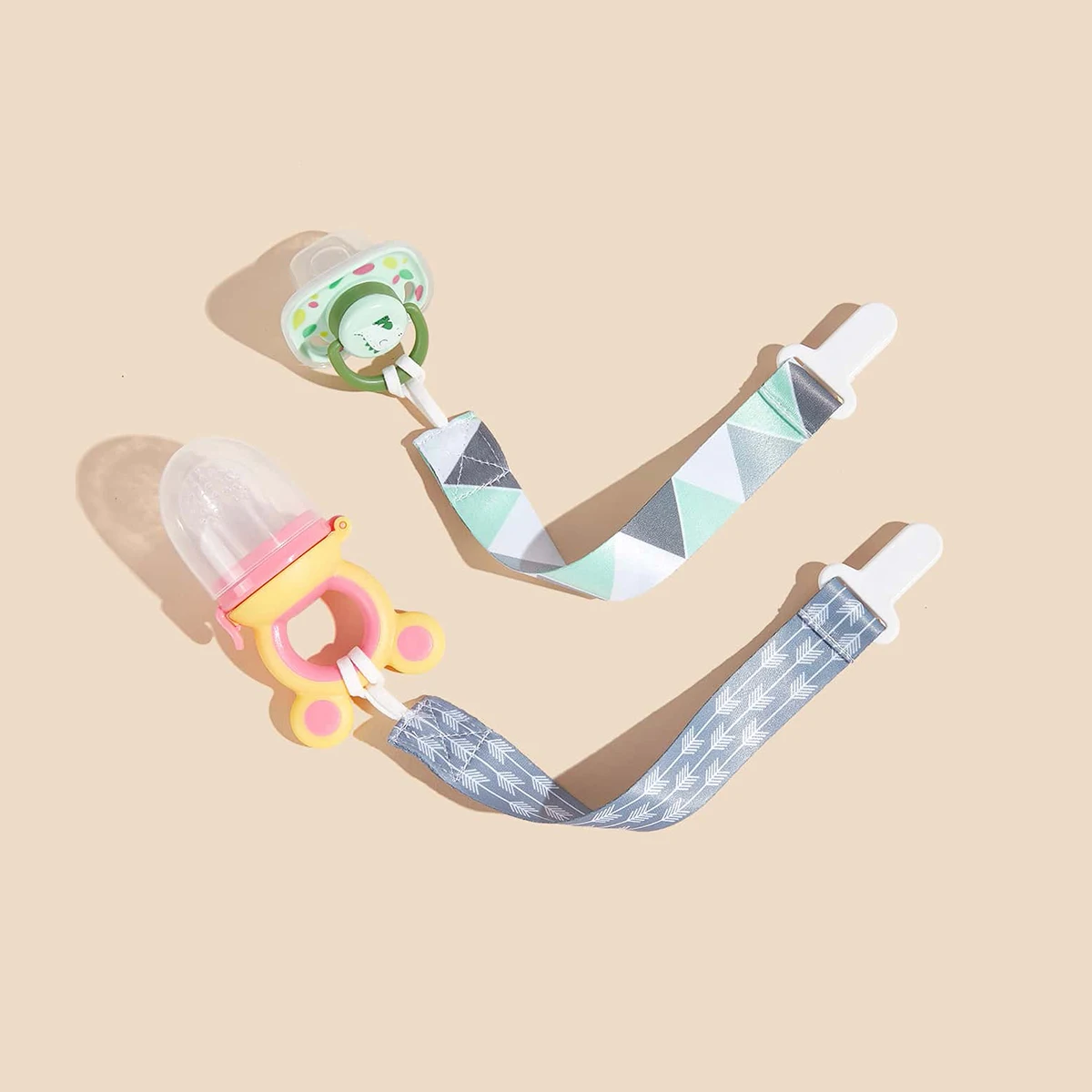 4 Stück/1 Stück Baby-Schnullerclips | Halterung für Schnullerketten | Universelle Schnullerclips mit Kunststoffverschluss zum einfachen Zahnen | Ideales Geschenk – Detail 5