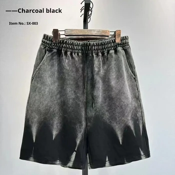 2025 Men's Casual Distressed Washed Shorts Loose Spring and Summer Solid Color Fashionable Streetwear Outdoor Breathable 1