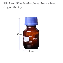 Versatile Graduated Glass Media Storage Bottle with Blue Screw Cap (50ml Brown bottle)