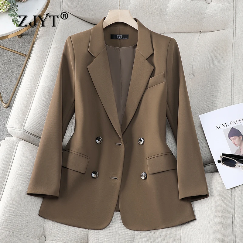 

ZJYT Korean Fashion Blazers Mujer Women 2024 Spring Solid Casual Jacket Coat Office Lady Plus Size Veste Femme Black Outerwear