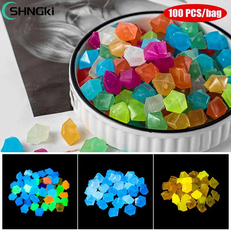 Luminous Sand Stone Fluorescent Gravel Glow In Dark Patio Garden Decoration Fish Tank Table Walkways Garden Decor 100pcs